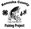 Fishing logo -- fish jumping and 4-H Clover